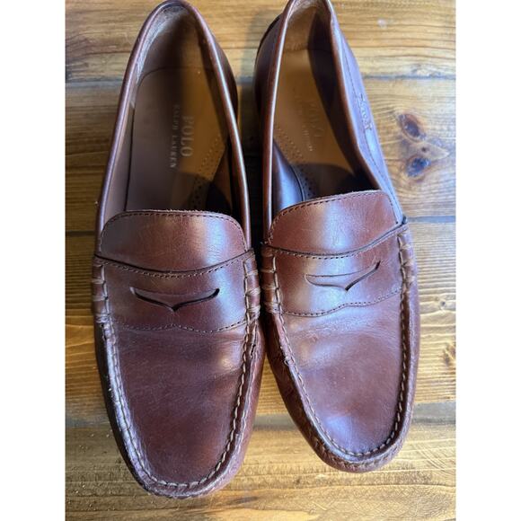 Polo Ralph Lauren Driving Penny Loafer Brown Leather Reynold Size 11.5D 11721 - Picture 1 of 6